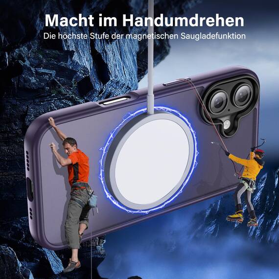 UniqueMe für iPhone 16 Hülle, 5-in-1-Set Handyhülle für iPhone 16 Case Rundumschutz Schutzhülle Cover,1 Handyhülle & 2 Schutzfolie & 2 Kameraschutz - Matt Lila