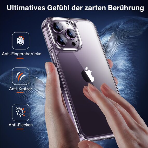 UniqueMe für iPhone 14 Pro Max Hülle, 5-in-1-Set Handyhülle für iPhone 14 Pro Max Case Rundumschutz Schutzhülle Cover, 1 Handyhülle & 2 Schutzfolie & 2 Kameraschutz - Transparent