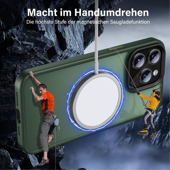 UniqueMe für iPhone 15 Pro Max Hülle, 5-in-1-Set Handyhülle für iPhone 15 Pro Max Case Rundumschutz Schutzhülle Cover,1 Handyhülle & 2 Schutzfolie & 2 Kameraschutz - Matt Grün