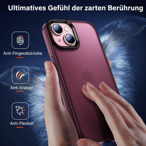 UniqueMe für iPhone 15 Hülle, 5-in-1-Set Handyhülle für iPhone 15 Case Rundumschutz Schutzhülle Cover,1 Handyhülle & 2 Schutzfolie & 2 Kameraschutz - Matt Rot