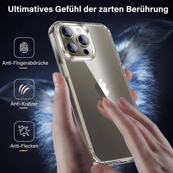 UniqueMe für iPhone 15 Pro Hülle, Handyhülle für iPhone 15 Pro Case Rundumschutz Schutzhülle Cover, 1 Handyhülle & 2 Schutzfolie - Transparent