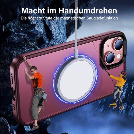 UniqueMe für iPhone 15 Hülle, 5-in-1-Set Handyhülle für iPhone 15 Case Rundumschutz Schutzhülle Cover,1 Handyhülle & 2 Schutzfolie & 2 Kameraschutz - Matt Rot
