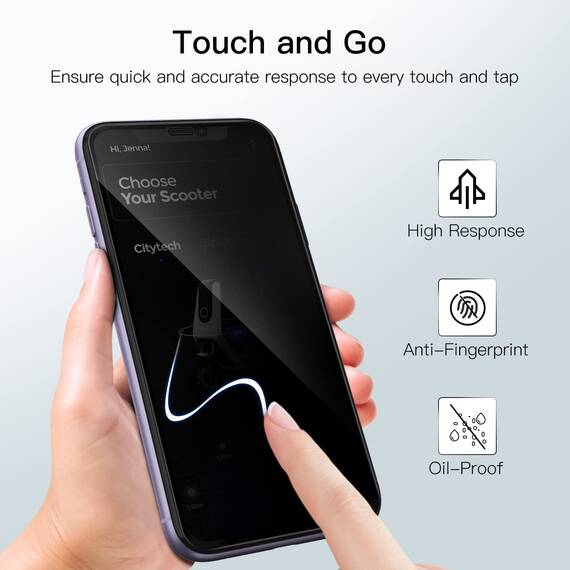 JETech Sichtschutz Full Screen für iPhone 11/XR 6,1 Zoll, Anti-Spy Panzer Schutz Glas Folie Schutzfolie, Kante zu Kante Displayschutz Hat Keinen Einfluss auf die Hülle, 2 Stück