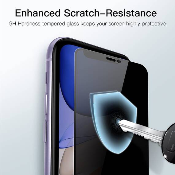 JETech Sichtschutz Full Screen für iPhone 11/XR 6,1 Zoll, Anti-Spy Panzer Schutz Glas Folie Schutzfolie, Kante zu Kante Displayschutz Hat Keinen Einfluss auf die Hülle, 2 Stück