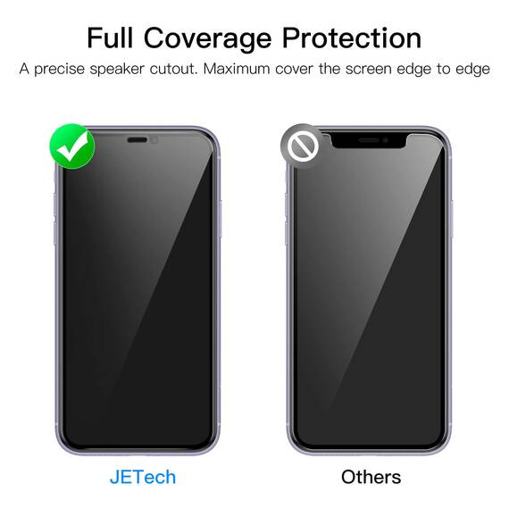 JETech Sichtschutz Full Screen für iPhone 11/XR 6,1 Zoll, Anti-Spy Panzer Schutz Glas Folie Schutzfolie, Kante zu Kante Displayschutz Hat Keinen Einfluss auf die Hülle, 2 Stück