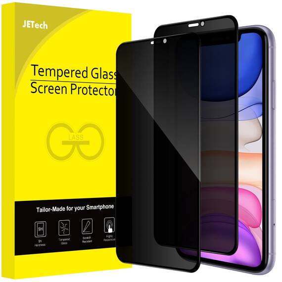 JETech Sichtschutz Full Screen für iPhone 11/XR 6,1 Zoll, Anti-Spy Panzer Schutz Glas Folie Schutzfolie, Kante zu Kante Displayschutz Hat Keinen Einfluss auf die Hülle, 2 Stück