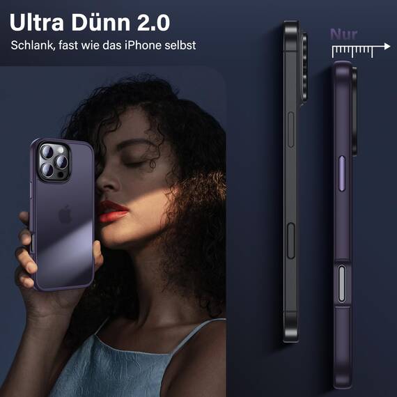 UniqueMe für iPhone 16 Pro Max Hülle, 5-in-1-Set Handyhülle für iPhone 16 Pro Max Case Rundumschutz Schutzhülle Cover,1 Handyhülle & 2 Schutzfolie & 2 Kameraschutz - Matt Lila