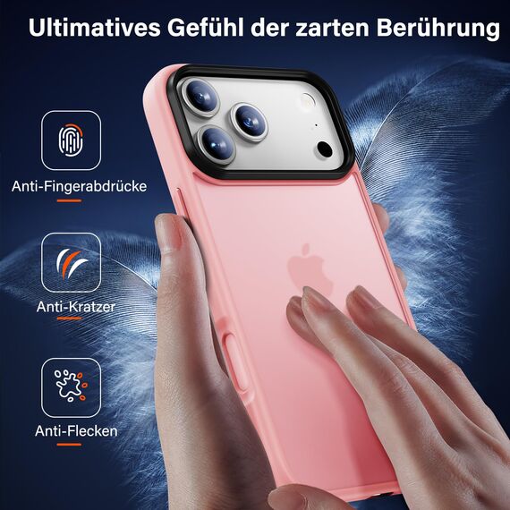 UniqueMe für iPhone 17 Pro Hülle - Handyhülle für iPhone 17 Pro Case, Rundumschutz Hülle Set Schutzhülle Cover, 1 Handyhülle & 2 Schutzfolie - Matt Rosa