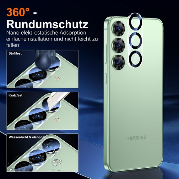 UniqueMe für Samsung Galaxy S25 für Panzerglas, 2 Stück Displayschutz und 2 Stück Kameraschutz, Bruchsichere Schutzfolie für Samsung S25, Leicht anzubringen, Keine Blasen, 9H-Härte, HD-Klar
