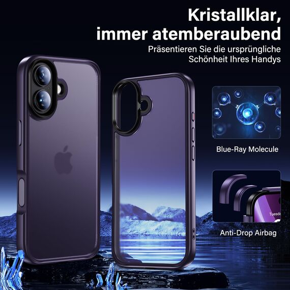 UniqueMe für iPhone 17 Hülle - Handyhülle für iPhone 17 Case, 5 in 1 Set Rundumschutz Schutzhülle Cover, 1 Handyhülle & 2 Schutzfolie & 2 Kameraschutz - Matt Lila