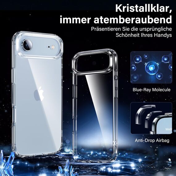 UniqueMe für iPhone Air Hülle - Handyhülle für iPhone 17 Air Case, Rundumschutz Hülle Set Schutzhülle Cover, 1 Handyhülle & 2 Schutzfolie - Transparent