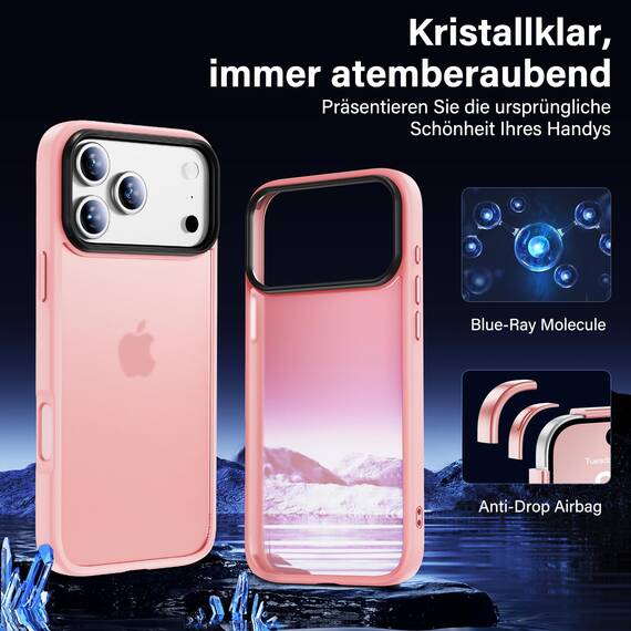 UniqueMe für iPhone 17 Pro Max Hülle - Handyhülle für iPhone 17 Pro Max Case, Rundumschutz Hülle Set Schutzhülle Cover, 1 Handyhülle & 2 Schutzfolie - Matt Rosa