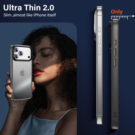 UniqueMe für iPhone 17 Pro Max Hülle - Handyhülle für iPhone 17 Pro Max Case, Rundumschutz Hülle Set Schutzhülle Cover, 1 Handyhülle & 2 Schutzfolie - Matt Grau