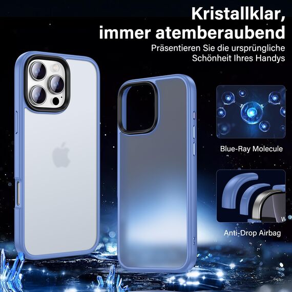 UniqueMe für iPhone 16 Pro Max Hülle, 5-in-1-Set Handyhülle für iPhone 16 Pro Max Case Rundumschutz Schutzhülle Cover,1 Handyhülle & 2 Schutzfolie & 2 Kameraschutz - Matt Hellblau