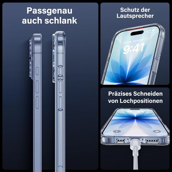 UniqueMe für iPhone 17 Hülle - Handyhülle für iPhone 17 Case,Rundumschutz Schutzhülle Cover, 1 Handyhülle & 2 Schutzfolie - Transparent