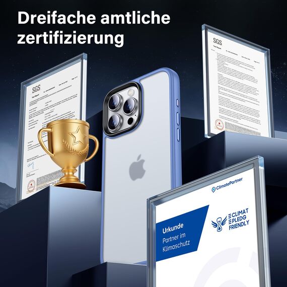 UniqueMe für iPhone 16 Pro Max Hülle, 5-in-1-Set Handyhülle für iPhone 16 Pro Max Case Rundumschutz Schutzhülle Cover,1 Handyhülle & 2 Schutzfolie & 2 Kameraschutz - Matt Hellblau
