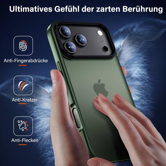 UniqueMe für iPhone 17 Pro Hülle - Handyhülle für iPhone 17 Pro Case, Rundumschutz Hülle Set Schutzhülle Cover, 1 Handyhülle & 2 Schutzfolie - Matt Grün