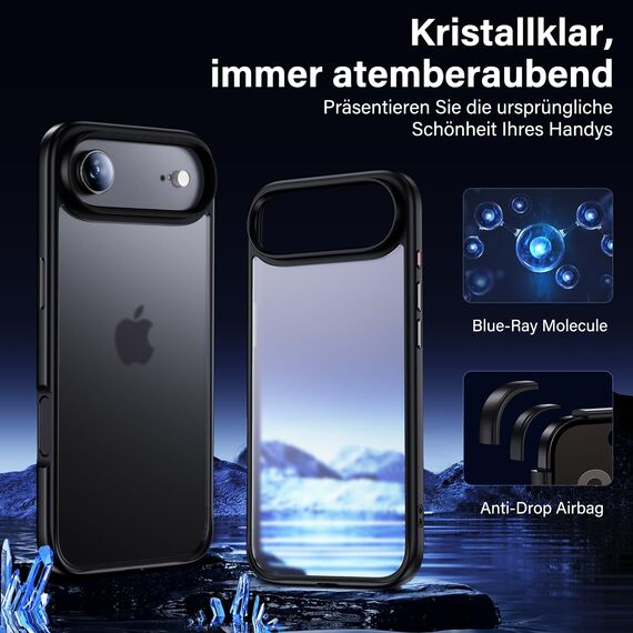 UniqueMe für iPhone Air Hülle - Handyhülle für iPhone 17 Air Case, Rundumschutz Hülle Set Schutzhülle Cover, 1 Handyhülle & 2 Schutzfolie - Matt Schwarz