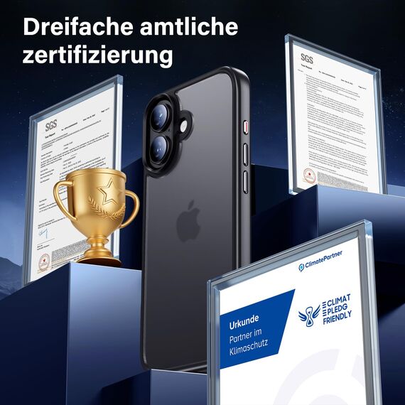 UniqueMe für iPhone 17 Hülle - Handyhülle für iPhone 17 Case, 5 in 1 Set Rundumschutz Schutzhülle Cover, 1 Handyhülle & 2 Schutzfolie & 2 Kameraschutz - Matt Schwarz