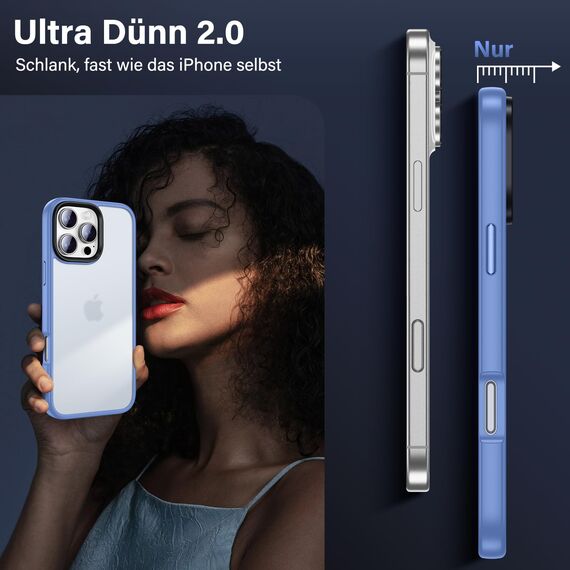 UniqueMe für iPhone 16 Pro Max Hülle, 5-in-1-Set Handyhülle für iPhone 16 Pro Max Case Rundumschutz Schutzhülle Cover,1 Handyhülle & 2 Schutzfolie & 2 Kameraschutz - Matt Hellblau