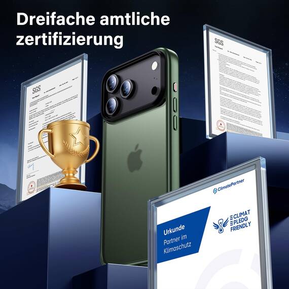 UniqueMe für iPhone 17 Pro Hülle - Handyhülle für iPhone 17 Pro Case, Rundumschutz Hülle Set Schutzhülle Cover, 1 Handyhülle & 2 Schutzfolie - Matt Grün