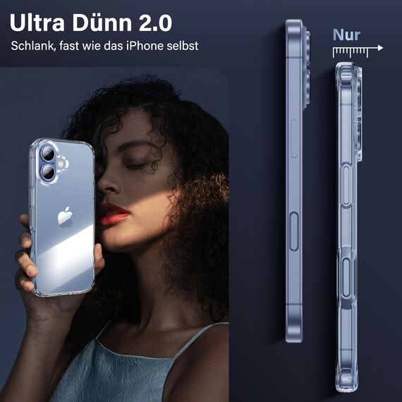 UniqueMe für iPhone 17 Hülle - Handyhülle für iPhone 17 Case,Rundumschutz Schutzhülle Cover, 1 Handyhülle & 2 Schutzfolie - Transparent