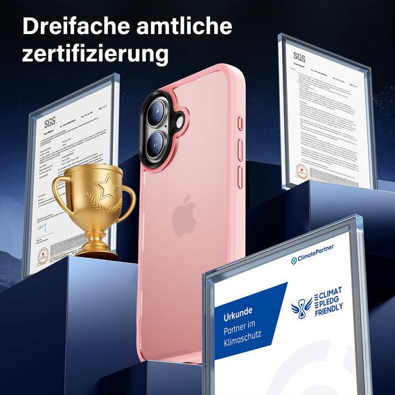 UniqueMe für iPhone 17 Hülle - Handyhülle für iPhone 17 Case, 5 in 1 Set Rundumschutz Schutzhülle Cover, 1 Handyhülle & 2 Schutzfolie & 2 Kameraschutz - Matt Rosa