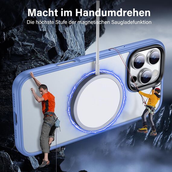 UniqueMe für iPhone 16 Pro Max Hülle, 5-in-1-Set Handyhülle für iPhone 16 Pro Max Case Rundumschutz Schutzhülle Cover,1 Handyhülle & 2 Schutzfolie & 2 Kameraschutz - Matt Hellblau