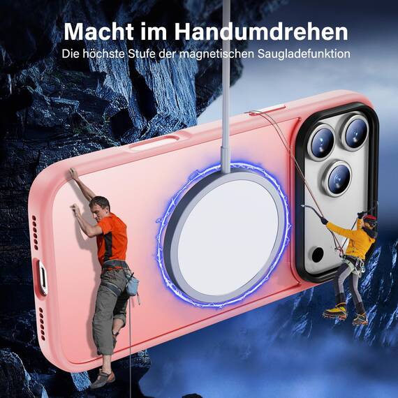 UniqueMe für iPhone 17 Pro Max Hülle - Handyhülle für iPhone 17 Pro Max Case, Rundumschutz Hülle Set Schutzhülle Cover, 1 Handyhülle & 2 Schutzfolie - Matt Rosa
