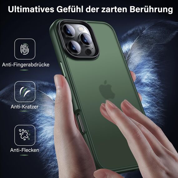 UniqueMe für iPhone 16 Pro Max Hülle, 5-in-1-Set Handyhülle für iPhone 16 Pro Max Case Rundumschutz Schutzhülle Cover,1 Handyhülle & 2 Schutzfolie & 2 Kameraschutz - Matt Grün
