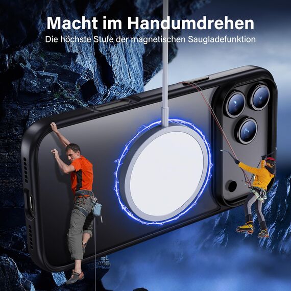 UniqueMe für iPhone 17 Pro Hülle - Handyhülle für iPhone 17 Pro Case, Rundumschutz Hülle Set Schutzhülle Cover, 1 Handyhülle & 2 Schutzfolie - Matt Schwarz
