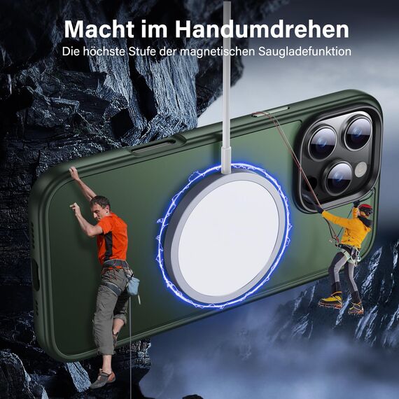 UniqueMe für iPhone 16 Pro Hülle, 5-in-1-Set Handyhülle für iPhone 16 Pro Case Rundumschutz Schutzhülle Cover,1 Handyhülle & 2 Schutzfolie & 2 Kameraschutz - Matt Grün