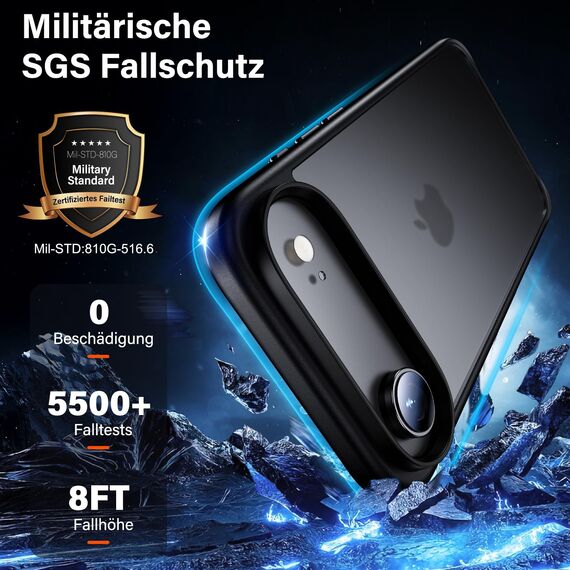UniqueMe für iPhone Air Hülle - Handyhülle für iPhone 17 Air Case, Rundumschutz Hülle Set Schutzhülle Cover, 1 Handyhülle & 2 Schutzfolie - Matt Schwarz