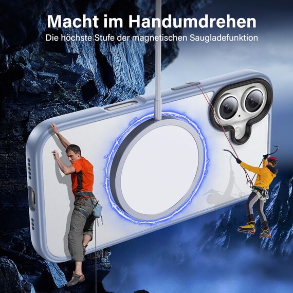 UniqueMe für iPhone 16 Hülle, 5-in-1-Set Handyhülle für iPhone 16 Case Rundumschutz Schutzhülle Cover,1 Handyhülle & 2 Schutzfolie & 2 Kameraschutz - Matt Hellblau