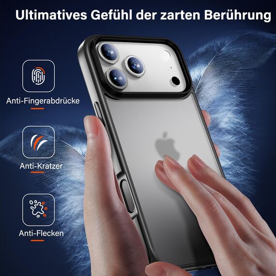 UniqueMe für iPhone 17 Pro Max Hülle - Handyhülle für iPhone 17 Pro Max Case, Rundumschutz Hülle Set Schutzhülle Cover, 1 Handyhülle & 2 Schutzfolie - Matt Grau