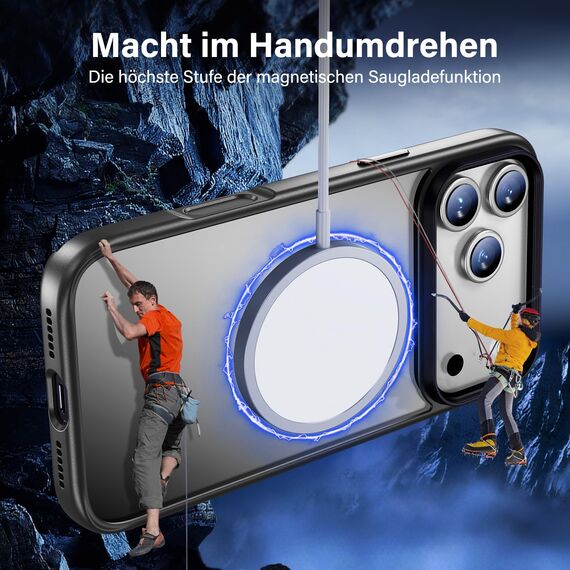 UniqueMe für iPhone 17 Pro Hülle - Handyhülle für iPhone 17 Pro Case, Rundumschutz Hülle Set Schutzhülle Cover, 1 Handyhülle & 2 Schutzfolie - Matt Grau