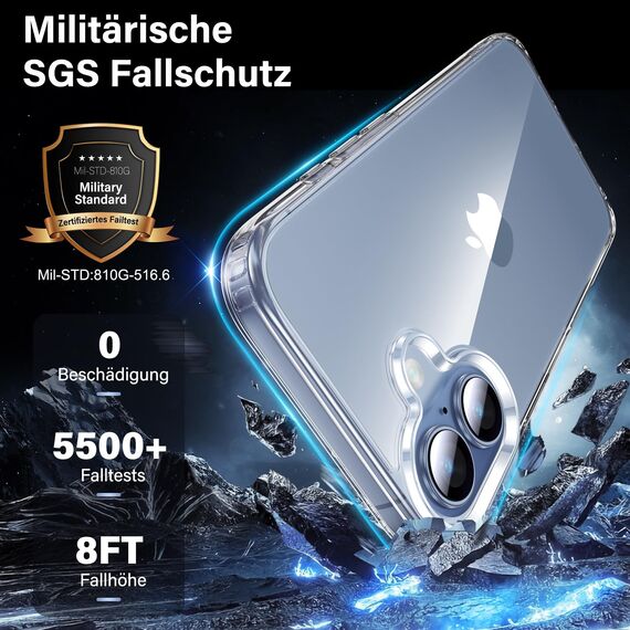UniqueMe für iPhone 17 Hülle - Handyhülle für iPhone 17 Case,Rundumschutz Schutzhülle Cover, 1 Handyhülle & 2 Schutzfolie - Transparent