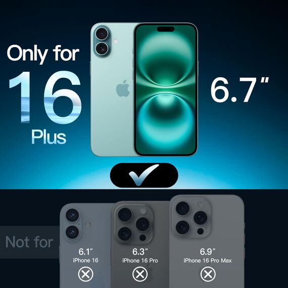 JETech Schutzfolie für iPhone 16 Plus 6,7 Zoll, Gehärtete Glas Displayschutz mit Einfachem Installationswerkzeug, Hat Keinen Einfluss auf die Hülle, HD Klar, 3 Stück
