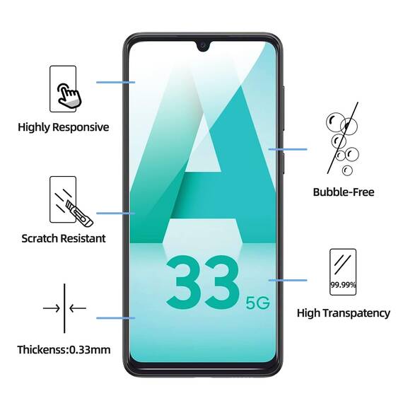 NEW'C 3 Stück für Samsung Galaxy A33 5G für Panzerglas, Frei von Kratzern, 9H Härte, HD Displayschutzfolie, 0.33mm Ultra-klar, Ultrabeständig