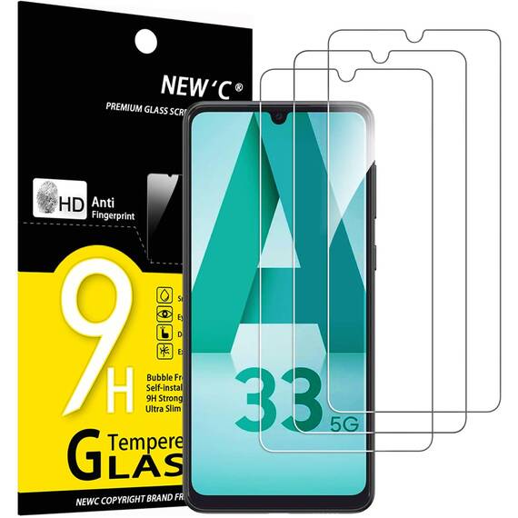NEW'C 3 Stück für Samsung Galaxy A33 5G für Panzerglas, Frei von Kratzern, 9H Härte, HD Displayschutzfolie, 0.33mm Ultra-klar, Ultrabeständig