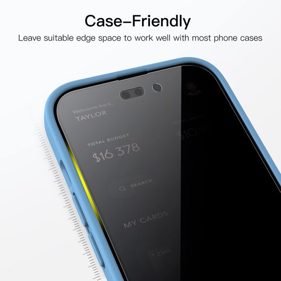 JETech Sichtschutz Full Screen für iPhone 14 Pro 6,1 Zoll, Anti-Spy Panzer Schutz Glas Folie Schutzfolie, Kante zu Kante Displayschutz Hat Keinen Einfluss auf die Hülle, 2 Stück