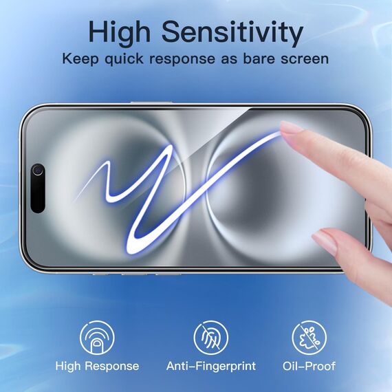 JETech Sichtschutz für iPhone 16 6,1 Zoll, Anti-Spy Gehärtete Glas Schutzfolie mit Einfachem Installationswerkzeug, 2 Stück
