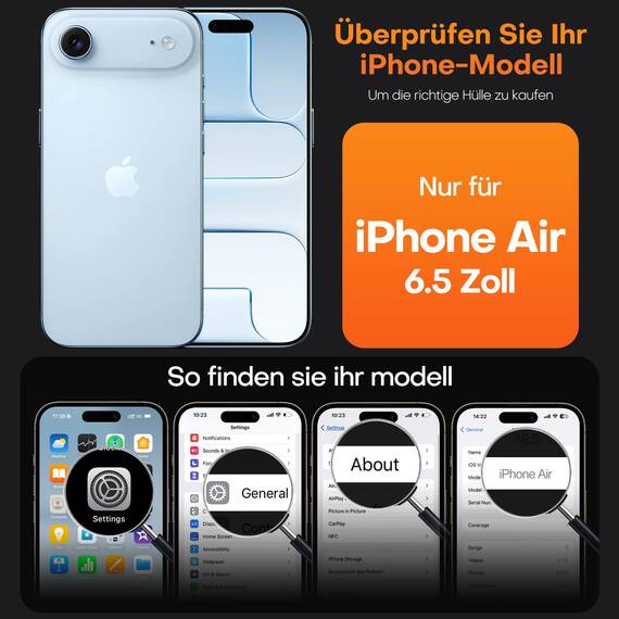 TAURI für iPhone Air Hülle 6,5" mit Panzer Schutz Glas Folie und Kamerasteuerung, Kompatibel mit MagSafe, Vollständiger Kameraschutz, Stoßfest Magnetisch Handyhülle für 17 Air - Durchsichtig