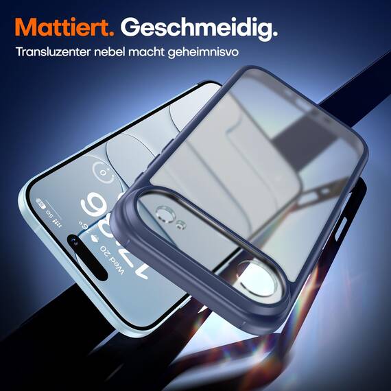 TAURI für iPhone Air Hülle 6,5" mit Panzer Schutz Glas Folie, Vollständiger Kameraschutz, [Anti-Vergilbung] Stoßfest Militärstandard Transparent Handyhülle für 17 Air - Matt Marineblau