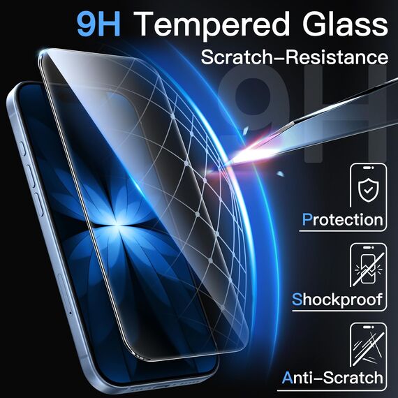 JETech Schutzfolie für iPhone 17 6,3 Zoll, Gehärtete Glas Displayschutz mit Einfachem Installationswerkzeug, 9H Härte, Hat Keinen Einfluss auf die Hülle, 3 Stück