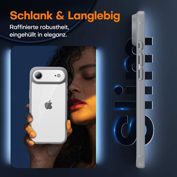TAURI für iPhone Air Hülle 6,5" mit Panzer Schutz Glas Folie, Vollständiger Kameraschutz, [Anti-Vergilbung] Stoßfest Militärstandard Transparent Handyhülle für 17 Air - Titan Natur