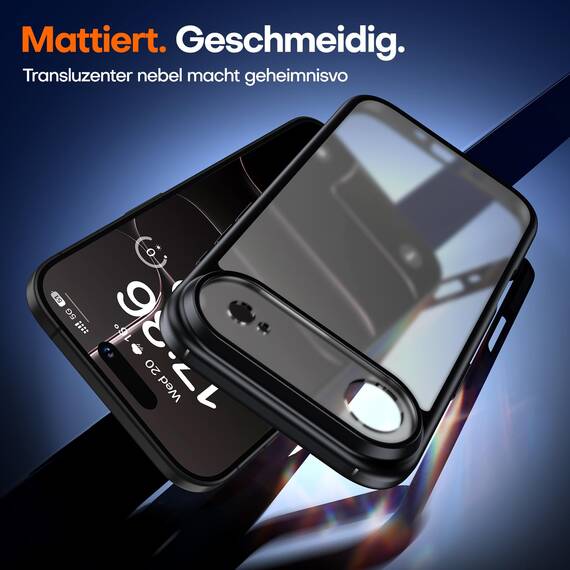 TAURI für iPhone Air Hülle 6,5" mit Panzer Schutz Glas Folie, Vollständiger Kameraschutz, [Anti-Vergilbung] Stoßfest Militärstandard Transparent Handyhülle für 17 Air - Matt Schwarz