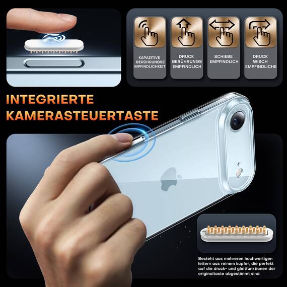 TAURI für iPhone Air Hülle 6,5" mit Panzer Schutz Glas Folie und Kamerasteuerung, Kompatibel mit MagSafe, Vollständiger Kameraschutz, Stoßfest Magnetisch Handyhülle für 17 Air - Durchsichtig