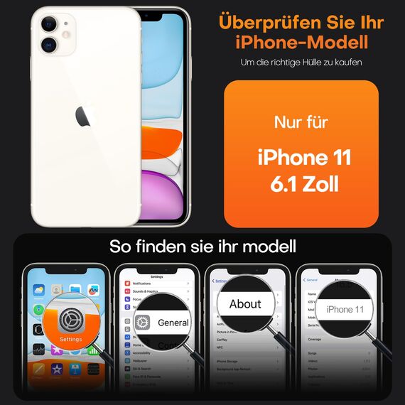 TAURI für iPhone 11 Hülle 6,1" mit Panzer Schutz Glas Folie, Kompatibel mit MagSafe, Schutz nach Militärstandard, [Anti-Vergilbung] Stoßfest Magnetisch Handyhülle - Durchsichtig