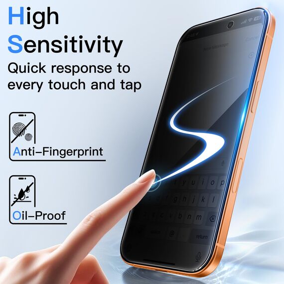JETech Sichtschutz für iPhone 17 Pro Max 6,9 Zoll, Anti-Spy Gehärtete Glas Schutzfolie mit Einfachem Installationswerkzeug, 2 Stück